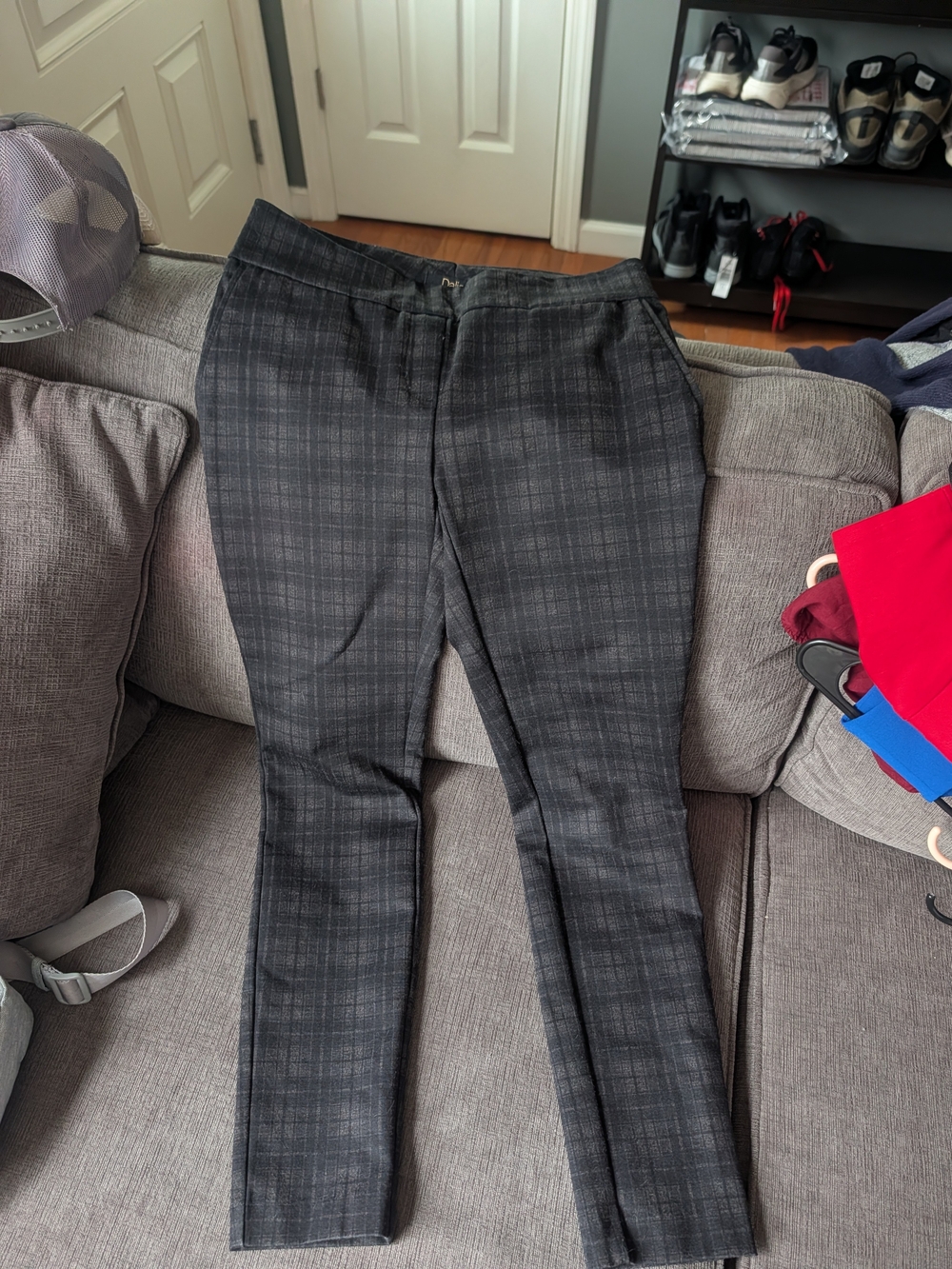 Dalia Black Gray Plaid Skinny Pants